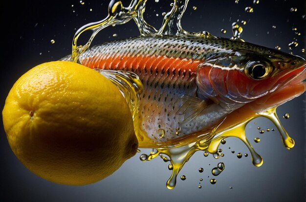 Photo vibrant photo of lemon juice squeezed