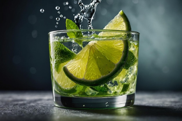 vibrant photo of Lime Slice on Rim of Mojito Gla