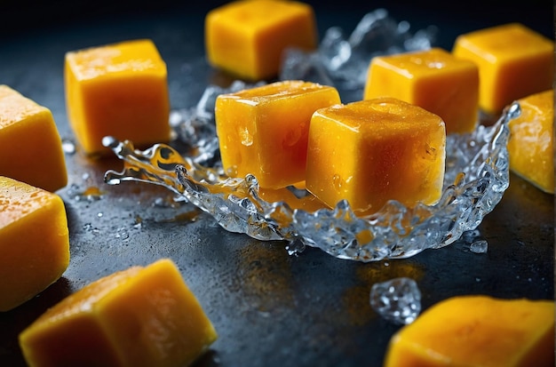 vibrant photo of Mango Juice Ice Cubes