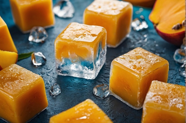 vibrant photo of Mango Juice Ice Cubes