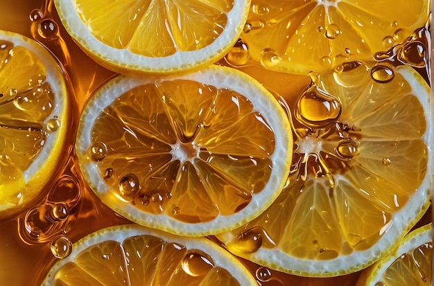 写真 蜂蜜とレモンのジュースの活発な写真