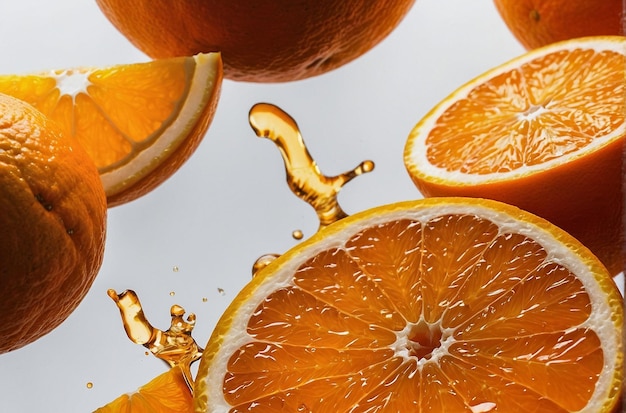 vibrant photo of Oranges Juice on White