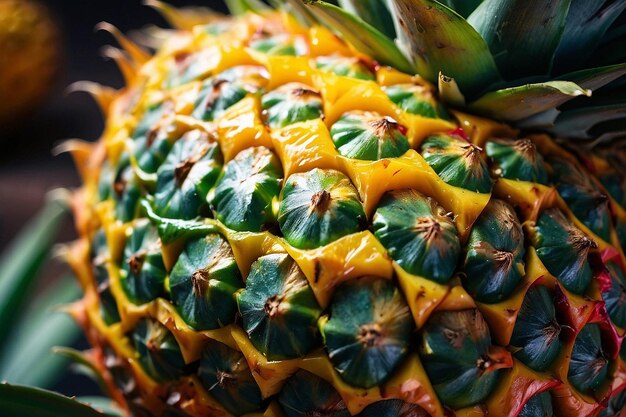 Photo vibrant photo of pineapple closeup