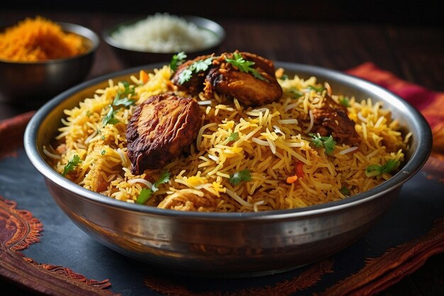 Photo vibrant photo of sensational biriyani a culinary