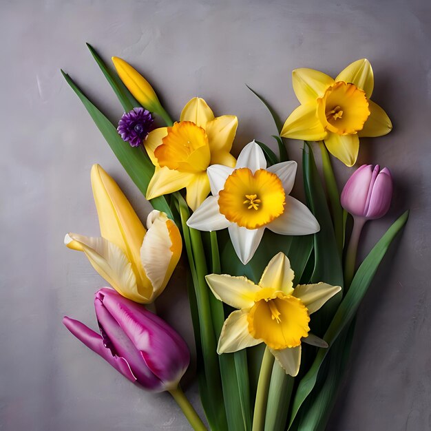 vibrant photo of Spring flowers such as daffodils gnearated by AI