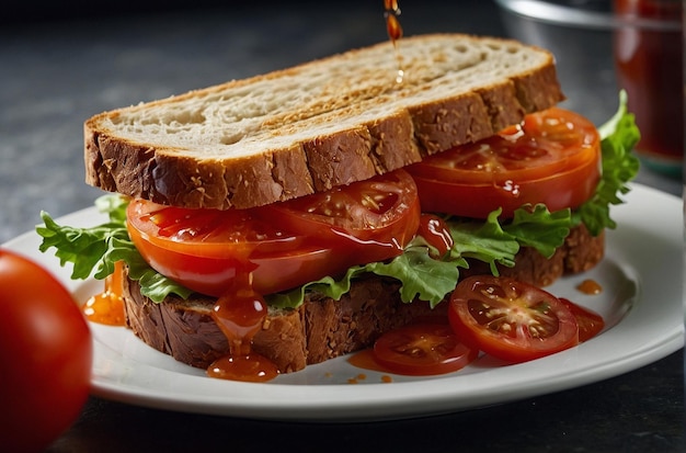 vibrant photo of Tomato Juice Gourmet Sandwic