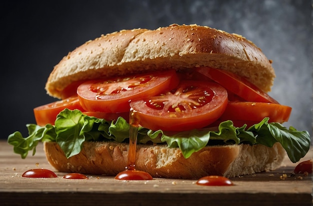 vibrant photo of Tomato Juice Gourmet Sandwic