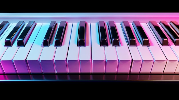 現代 の 音楽 デザイン に 照らさ れ て いる 鮮やかな ピアノ の 鍵