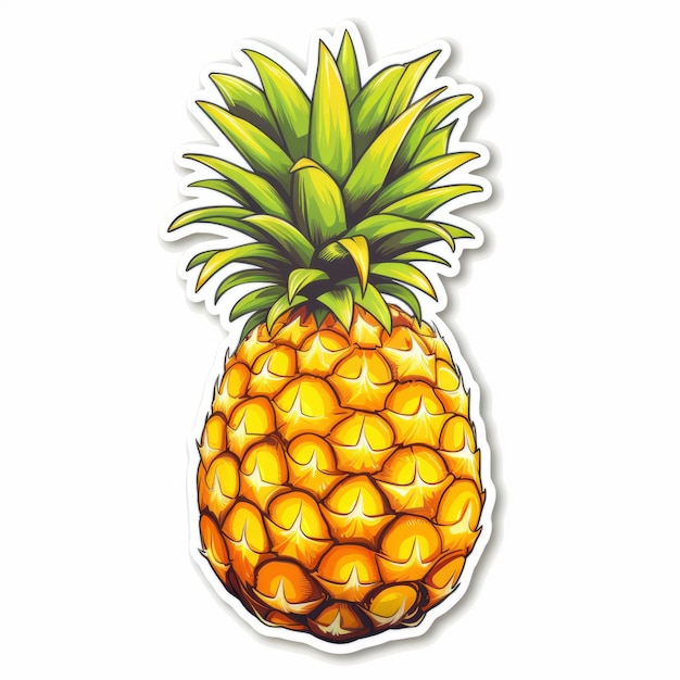 Vibrant Pineapple Shaped Sticker Realistic Illustration