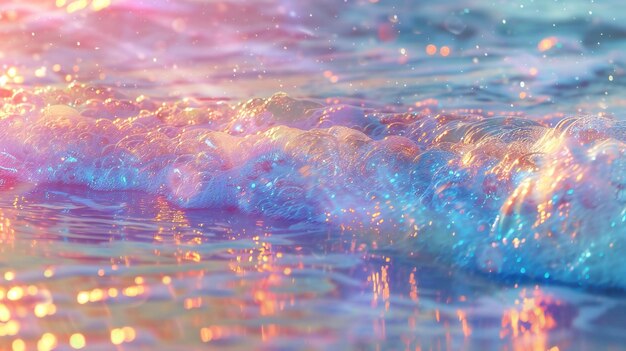 Vibrant Pink and Blue Light Reflections on Water