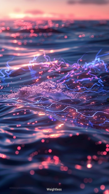 Vibrant Pink and Blue Lights on Water