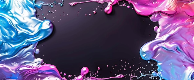 Ярко-розовая синяя и фиолетовая краска на черном фоне