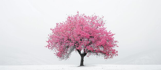 Photo a vibrant pink cherry blossom tree standing alone against a white backdrop