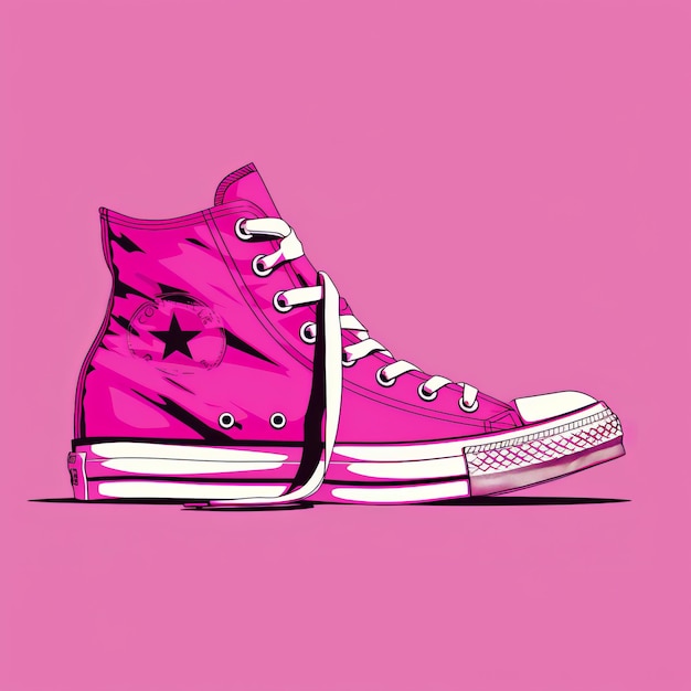 Photo vibrant pink concord all star sneakers in comic book style