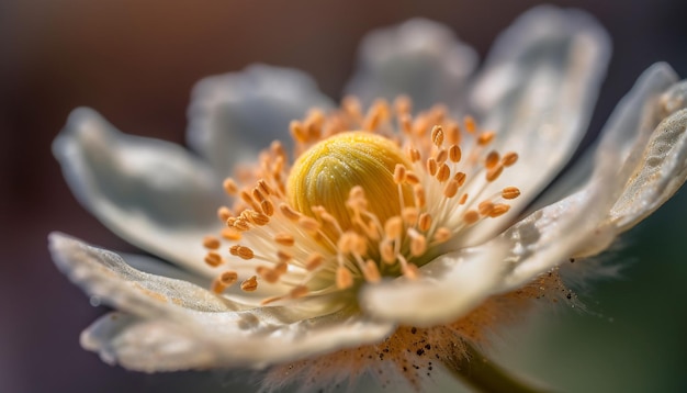 AI によって生成された鮮やかなピンクのデイジーの繊細な花びらのミツバチの受粉