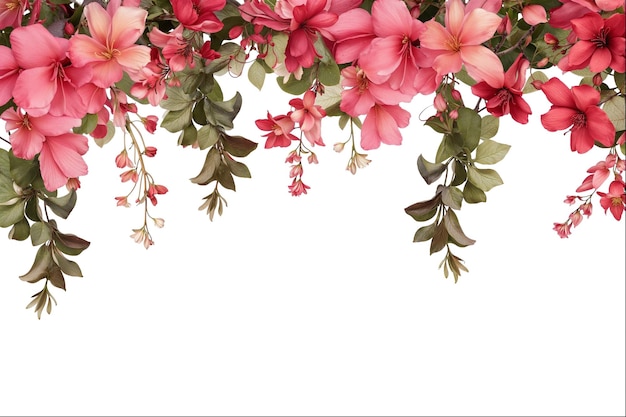 Photo vibrant pink floral garland on a white background