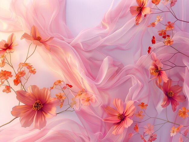 Vibrant pink flowers displayed on a matching pink fabric