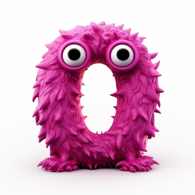 Foto vibrant pink monster lettera o su sfondo bianco