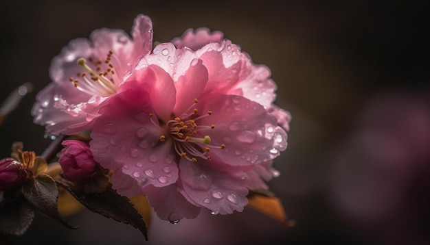 人工知能によって生成された雨季の鮮やかなピンクの蘭の花