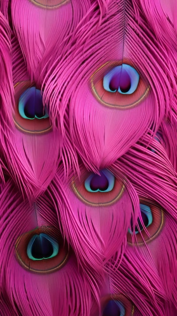 Photo a vibrant pink of a peacock's feathers up close