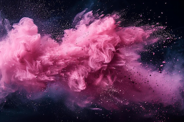 Vibrant Pink Powder Explosion on a Dark Background