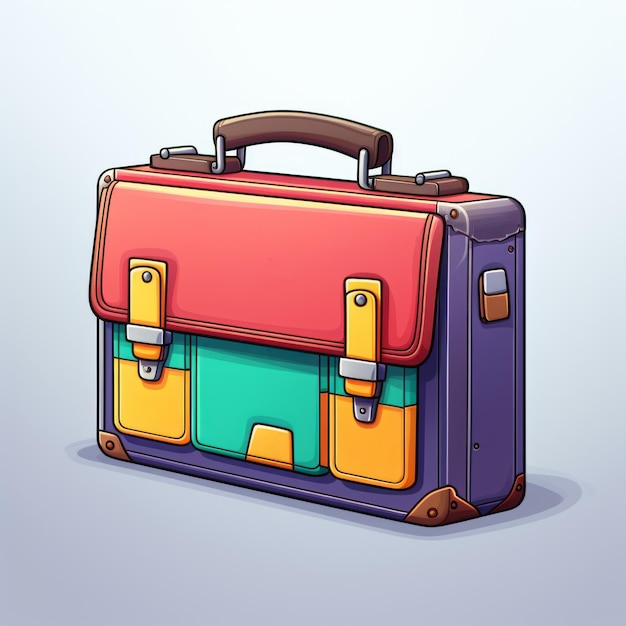 Vibrant Pixel Art Briefcase Retro Game Style 2D Illustration