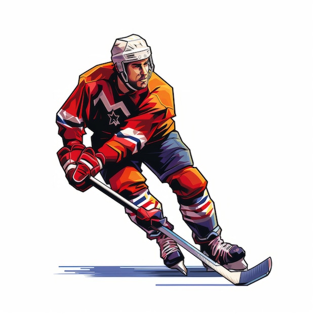 Vibrant Pixel Art Of A Hockey Player In Detailed Character Illustrations