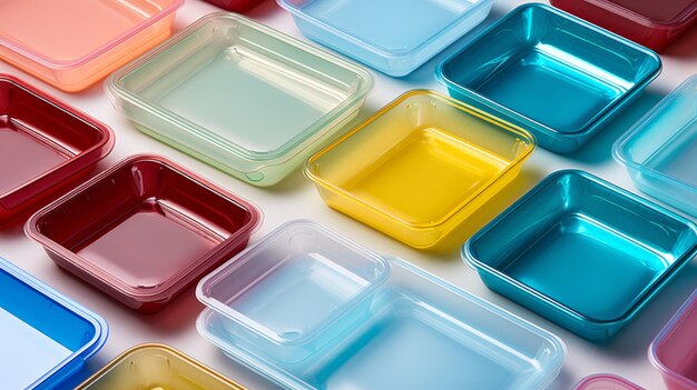 Foto vibrant plastic trays display