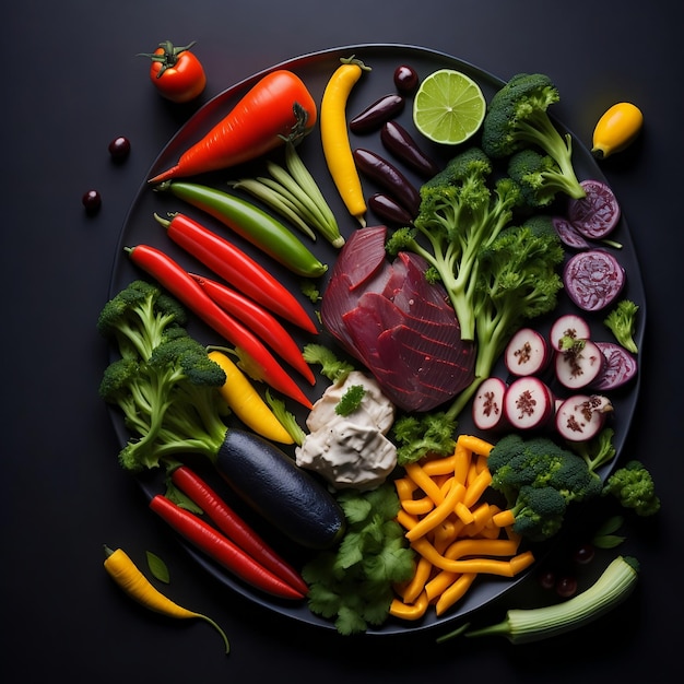 A vibrant plate of fresh vegetables and lean proteins