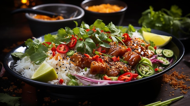 Vibrant Plate of Pad Thai with StirFried Noodles