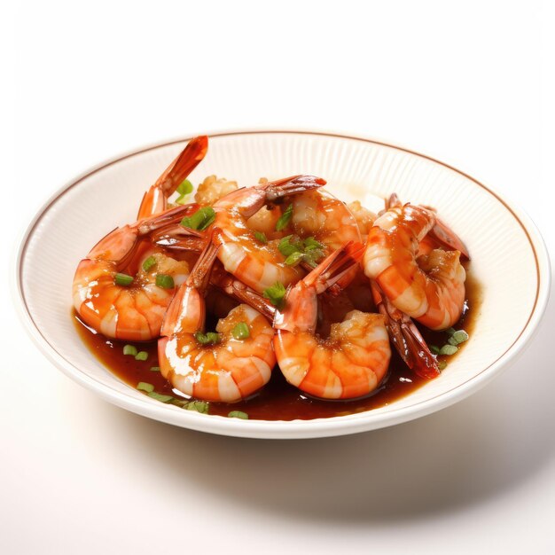 Photo a vibrant plate of shrimps