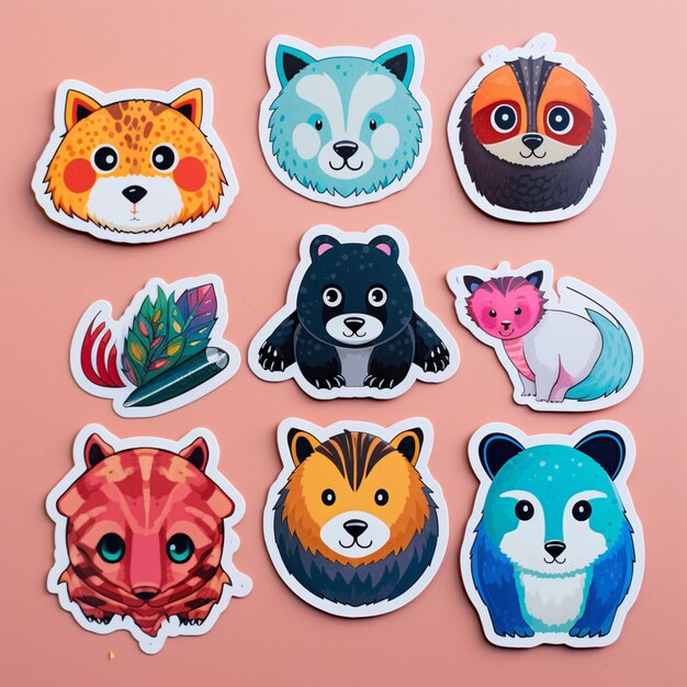 Photo vibrant and playful animal stickers