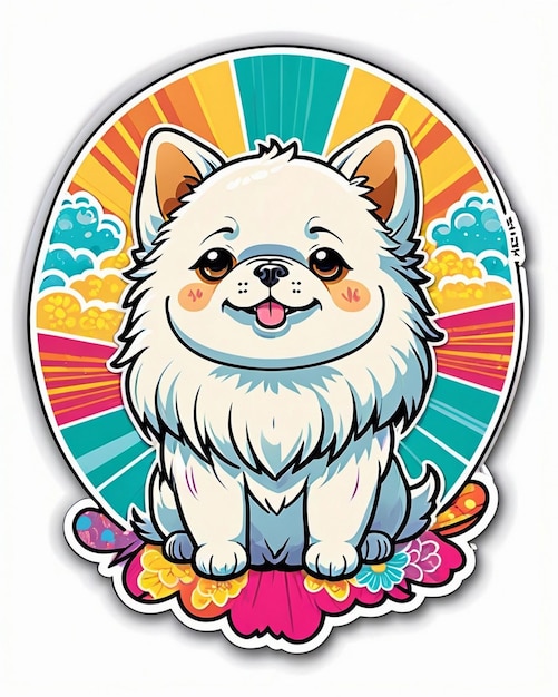 Photo a vibrant and playful illustration of a cute dog sticker inspired by japanese kawaii art