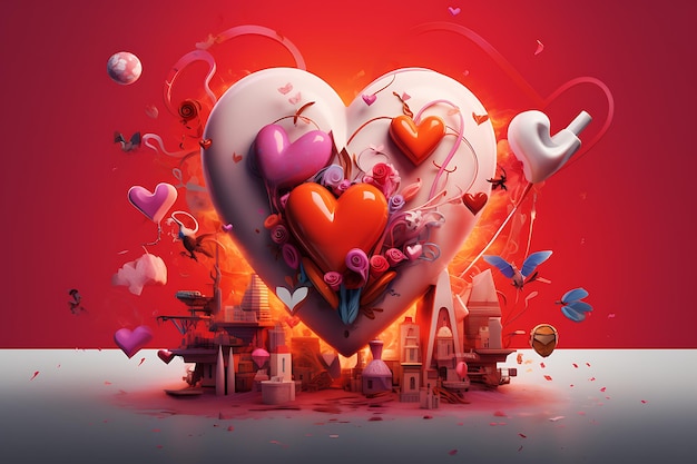 Foto un design di san valentino vibrante e giocoso in cui la parola san valentino è splendidamente integrata con il cuore