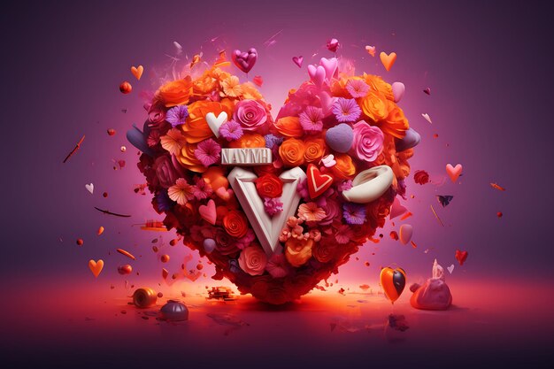 a vibrant and playful Valentine design where the word Valentine is beautifully integrated with heart