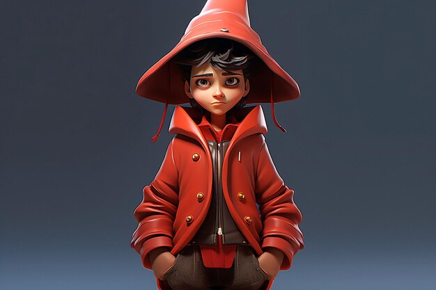 Vibrant and Playful Young Boy in a Stylish Red Coat and Hat Arafed Image with Generative AI