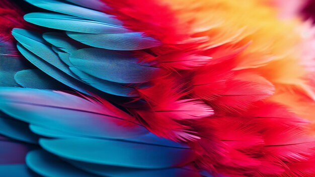 Vibrant plumage closeup of a colorful parrot