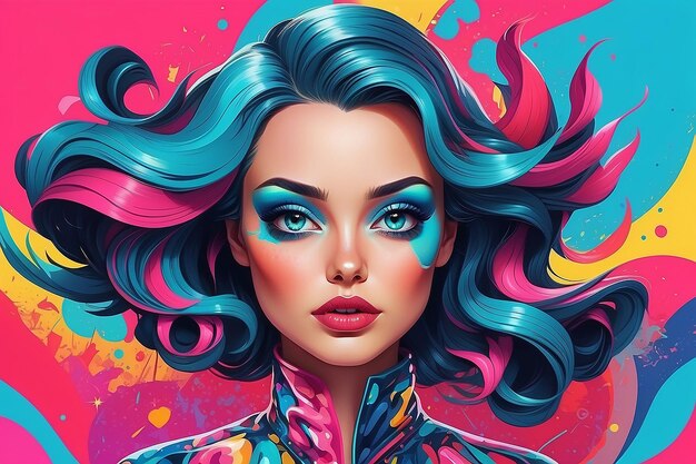 Вибративная Pop Art Иллюстрация Генеративный ИИ