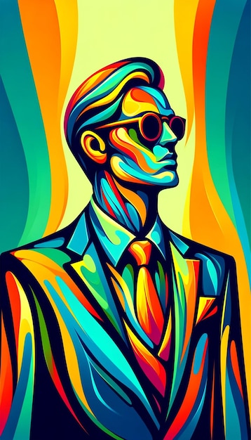 Photo vibrant pop art style portrait of man in sunglasses