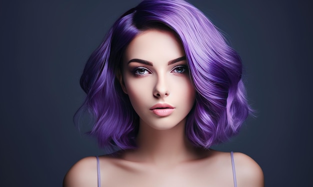 A Vibrant Portrait of a Woman with Stunning Purple Hair