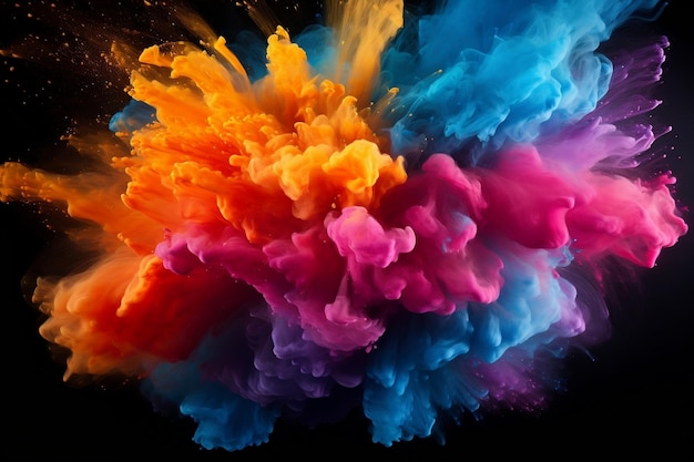 Vibrant Powder Burst Abstract CloseUp Generative AI