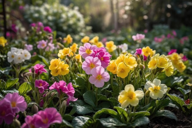 Vibrant Primrose Bloom in Garden