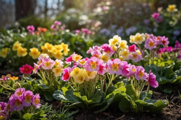 Vibrant Primrose Bloom in Garden