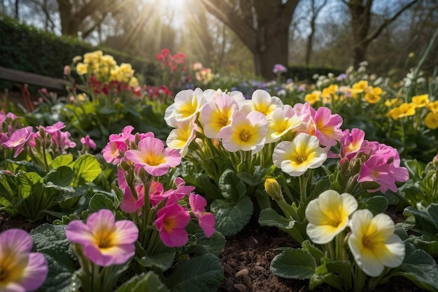 Vibrant Primrose Bloom in Garden