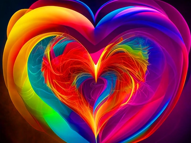 A vibrant pulsing heart radiating a spectrum of colors wallpaper 4k