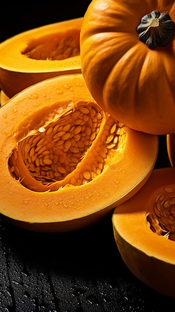 Vibrant Pumpkin Slices in High Contrast Style