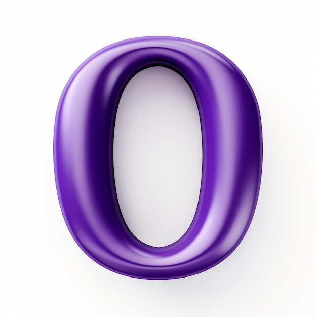 Photo vibrant purple 3d letter o on white background