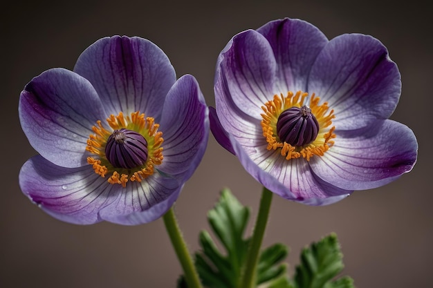 Foto i fiori vivaci dell'anemone viola sono una natura morta