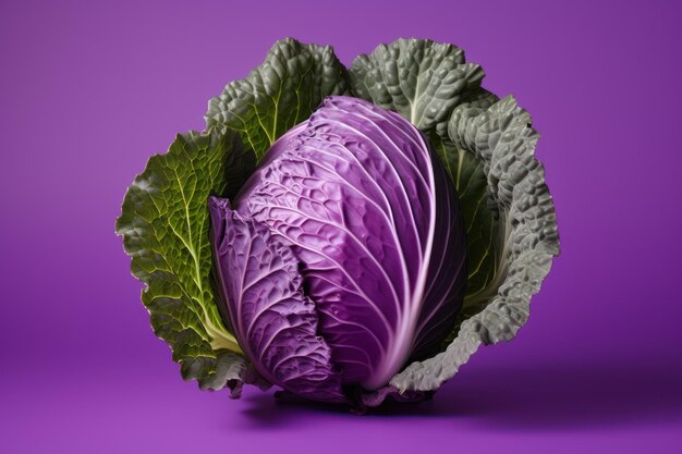 Vibrant purple cabbages on colorful background ai generated