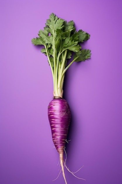 Vibrant purple carrot on colorful background ai generated